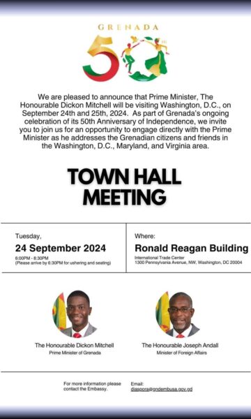 Prime Minister, The Honourable Dickon Mitchell will be visiting Washington D.C, on September 24th and 25th, 2024