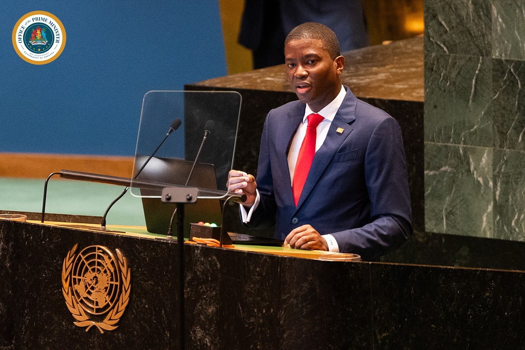 Grenada Prime Minister Dickon Mitchell addresses the 79th UN General Assembly